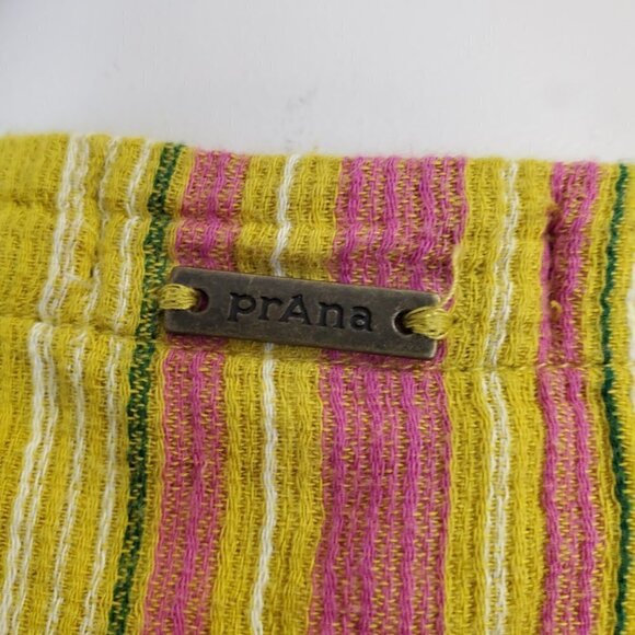 prAna California Dreaming Maxi Dress Organic Cotton Yellow Stripes Sz S colorful - Picture 8 of 9